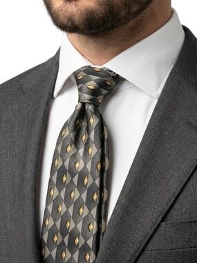 Conte di Milano Italian silk tie gray and gold